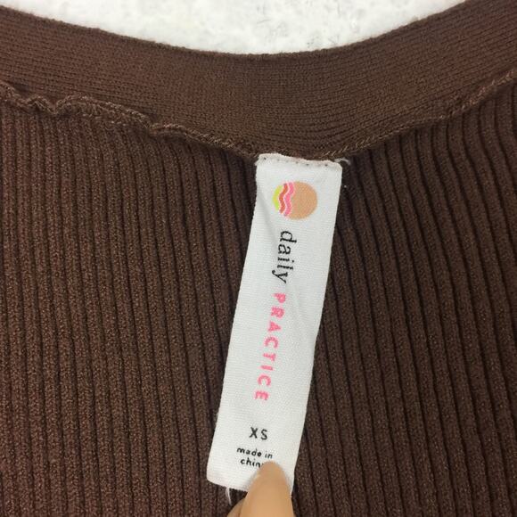 Anthropologie Daily Practice Brown Ribbed V Neck Sleeveless Knit Maxi Dress XS - Picture 5 of 14